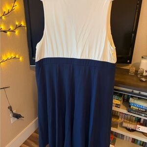 Torrid Cream and Navy Sleeveless Dress